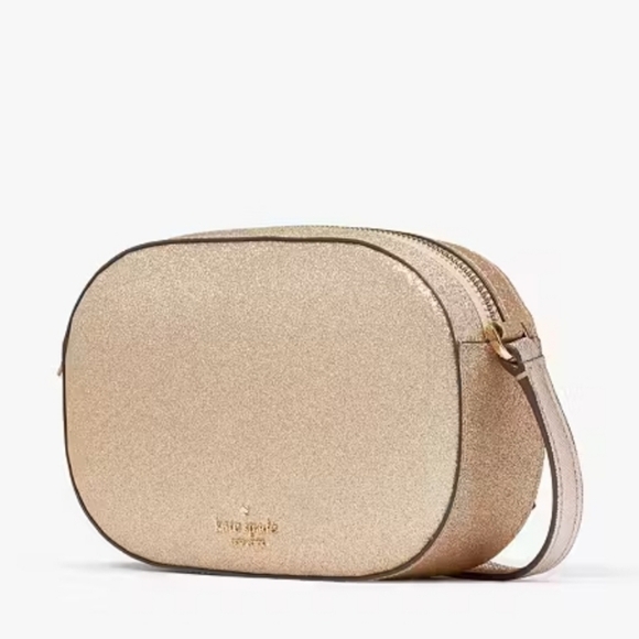 🔹️Kate Spade🔹️ GOLD glitter Glimmer Oval Camera Bag ✨️💛 - Picture 2 of 9
